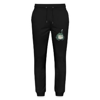 Dicker Frosch mit Cannabisblatt - Weed Frosch - Stanley/Stella Unisex Bio Jogginghose Mover  - Schwarz - Vorne - Marisol (170cm) & Nik (191cm)