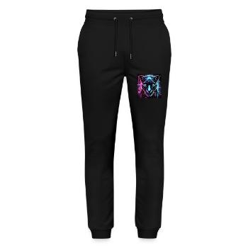 Cyberpunk Panther – Neon Stil - Stanley/Stella Unisex Bio Jogginghose Mover  - Schwarz - Vorne - Marisol (170cm) & Nik (191cm)
