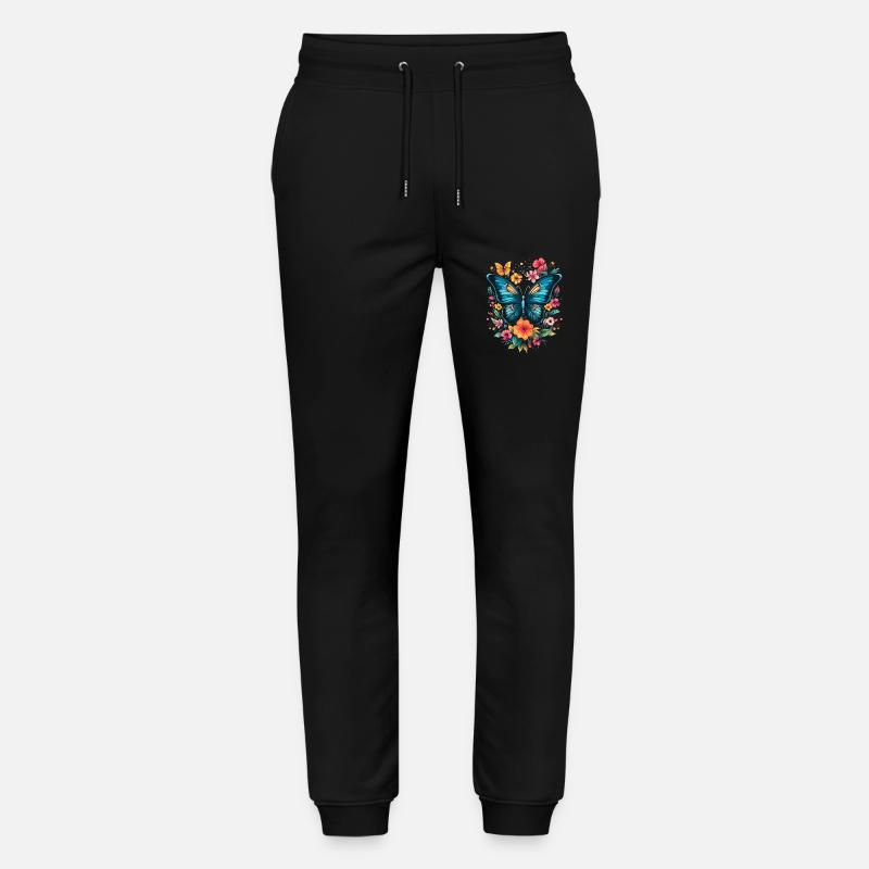 Schmetterling mit Blumen - Stanley/Stella Unisex Bio Jogginghose Mover  - Schwarz