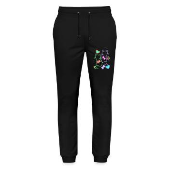 Spring Summer Retro Cats Cat Kids 80s - Stanley/Stella Mover Unisex Organic Jogging Trousers - black - Front - Marisol (170cm) & Nik (191cm)