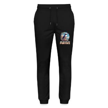 Papageientaucher - Stanley/Stella Unisex Bio Jogginghose Mover  - Schwarz - Vorne - Marisol (170cm) & Nik (191cm)