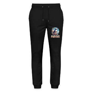 Papageientaucher - Stanley/Stella Unisex Bio Jogginghose Mover  - Schwarz - Vorne - Marisol (170cm) & Nik (191cm)