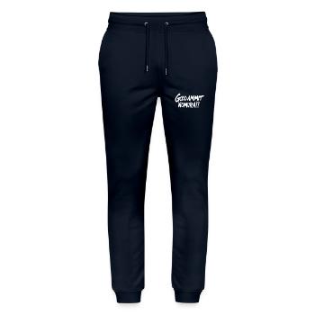Goddammit Nomura – Einfaches Design - Stanley/Stella Unisex Bio Jogginghose Mover  - Navy - Vorne - Marisol (170cm) & Nik (191cm)