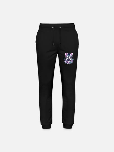 Zebra face with flowers - Stanley/Stella Mover Unisex Organic Jogging Trousers - black