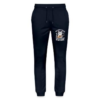 Das Lied heißt There Is No Food In My Bowl Cat - Stanley/Stella Unisex Bio Jogginghose Mover  - Navy - Vorne - Marisol (170cm) & Nik (191cm)