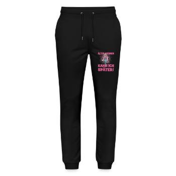 Älter Werden Kann Ich Später Humorvoller Spruch - Stanley/Stella Unisex Bio Jogginghose Mover  - Schwarz - Vorne - Marisol (170cm) & Nik (191cm)
