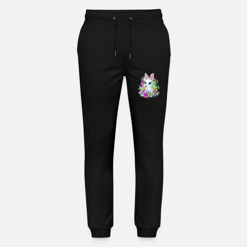 Regenbogen-Hase im Blumenfeld - Stanley/Stella Unisex Bio Jogginghose Mover  - Schwarz