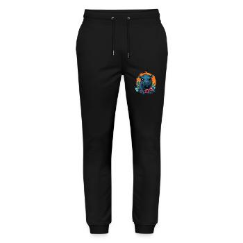 Baby Hippopotamus with Hibiscus - Stanley/Stella Mover Unisex Organic Jogging Trousers - black - Front - Marisol (170cm) & Nik (191cm)