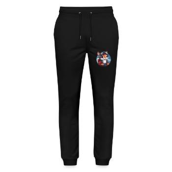 Flying squirrel with glasses - Stanley/Stella Mover Unisex Organic Jogging Trousers - black - Front - Marisol (170cm) & Nik (191cm)