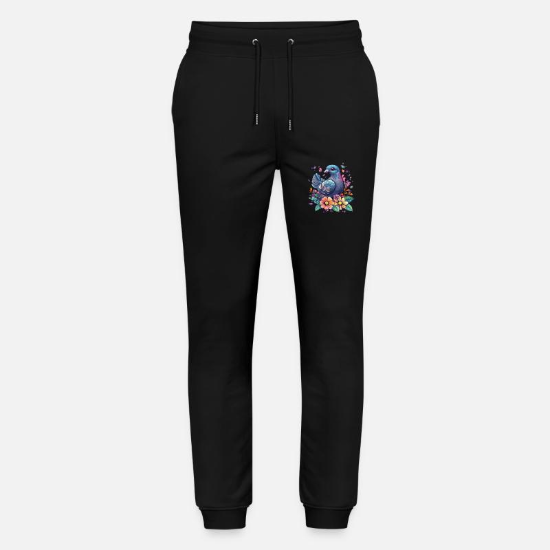 Bunte Taube mit Blumen - Stanley/Stella Unisex Bio Jogginghose Mover  - Schwarz