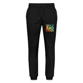 Boulderer Chalk Up and Conquer Bouldering - Stanley/Stella Mover Unisex Organic Jogging Trousers - black - Front - Marisol (170cm) & Nik (191cm)
