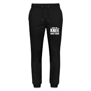 Make My Knee Great Again. Funny Recovery - Stanley/Stella Mover Unisex Organic Jogging Trousers - black - Front - Marisol (170cm) & Nik (191cm)