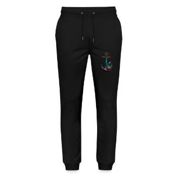 Maritime anchor design with sea creatures and - Stanley/Stella Mover Unisex Organic Jogging Trousers - black - Front - Marisol (170cm) & Nik (191cm)