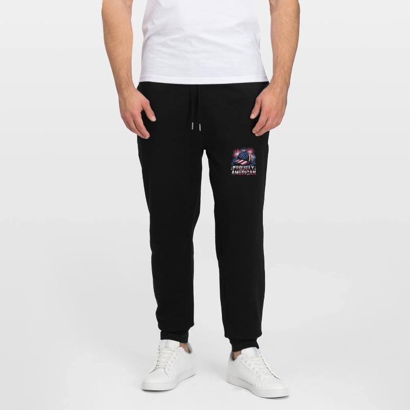 Proudly American Cap with Fireworks Stanley/Stella Mover Unisex Organic Jogging Trousers