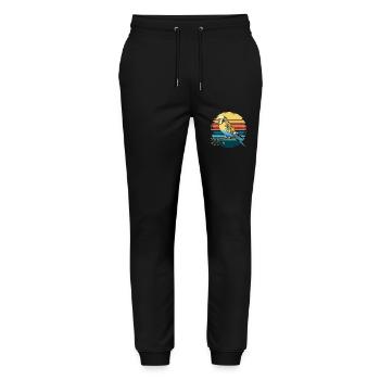 Budgie Parakeet Retro Sunset Vintage Budgerigar - Stanley/Stella Mover Unisex Organic Jogging Trousers - black - Front - Marisol (170cm) & Nik (191cm)