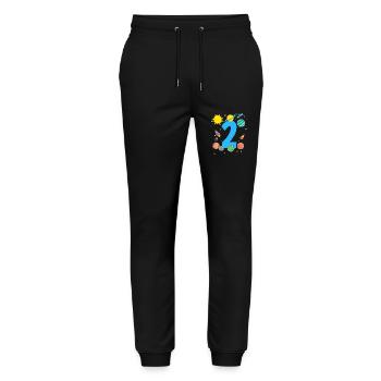 Space Adventure Number Two Planets - Stanley/Stella Mover Unisex Organic Jogging Trousers - black - Front - Marisol (170cm) & Nik (191cm)