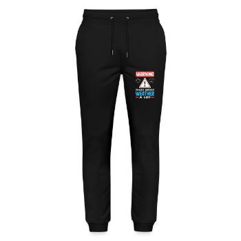 Funny Meteorology Weather Enthusiasts - Stanley/Stella Mover Unisex Organic Jogging Trousers - black - Front - Marisol (170cm) & Nik (191cm)