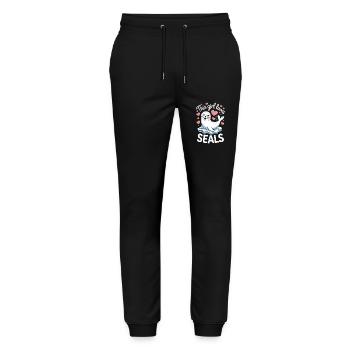 Robben Spruch Seehund Lustige Sattelrobbe Geschenk - Stanley/Stella Unisex Bio Jogginghose Mover  - Schwarz - Vorne - Marisol (170cm) & Nik (191cm)