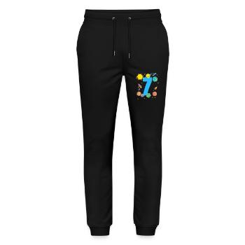 Galactic Adventure for the 7th Birthday - Stanley/Stella Mover Unisex Organic Jogging Trousers - black - Front - Marisol (170cm) & Nik (191cm)