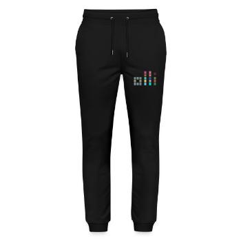 Colorful OLLI - One Life. Live It. Cube Design - Stanley/Stella Mover Unisex Organic Jogging Trousers - black - Front - Marisol (170cm) & Nik (191cm)