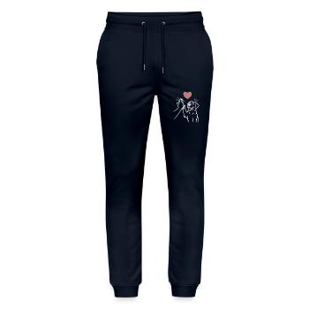Labrador high five - Stanley/Stella Mover Unisex Organic Jogging Trousers - navy - Front - Marisol (170cm) & Nik (191cm)