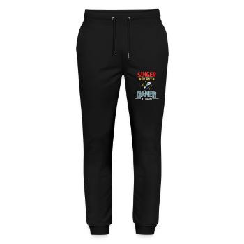 Singer and Gamer Saying Gamer Humor - Stanley/Stella Mover Unisex Organic Jogging Trousers - black - Front - Marisol (170cm) & Nik (191cm)