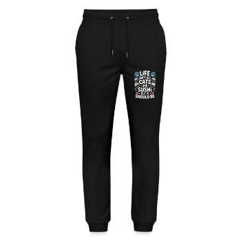 Sushi Cats Japan Funny Kawaii Sushi Gift - Stanley/Stella Mover Unisex Organic Jogging Trousers - black - Front - Marisol (170cm) & Nik (191cm)