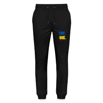 STOP WAR – NO WAR - PEACE – Nationalfarben Ukraine - Stanley/Stella Unisex Bio Jogginghose Mover  - Schwarz - Vorne - Marisol (170cm) & Nik (191cm)