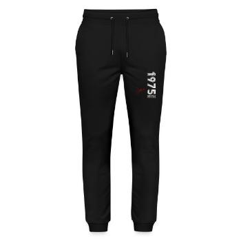 50th Birthday Original June 1975 - Stanley/Stella Mover Unisex Organic Jogging Trousers - black - Front - Marisol (170cm) & Nik (191cm)