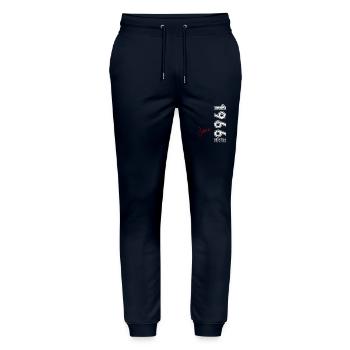 60ème Anniversaire Original Juin Millésime 1966 - Pantalon de jogging bio MOVER Stanley/Stella unisexe - marine - Devant - Marisol (170cm) & Nik (191cm)