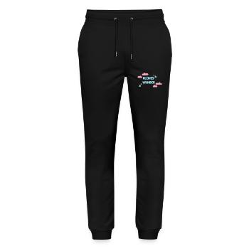 Kleines Wunder Babygeschenk - Geburtsgeschenk - Stanley/Stella Unisex Bio Jogginghose Mover  - Schwarz - Vorne - Marisol (170cm) & Nik (191cm)
