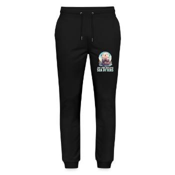 Sea otter - Stanley/Stella Mover Unisex Organic Jogging Trousers - black - Front - Marisol (170cm) & Nik (191cm)