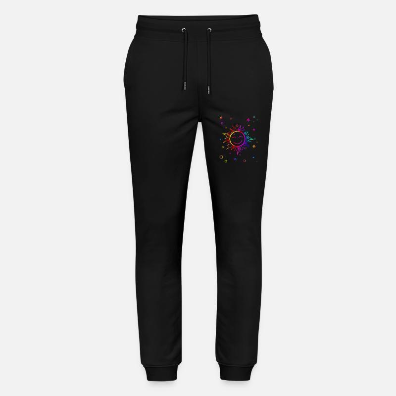 Smiling Sun Gradient Rainbow - Stanley/Stella Mover Unisex Organic Jogging Trousers - black