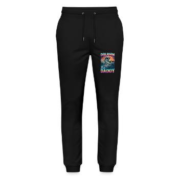 Delphin Papa - Stanley/Stella Unisex Bio Jogginghose Mover  - Schwarz - Vorne - Marisol (170cm) & Nik (191cm)