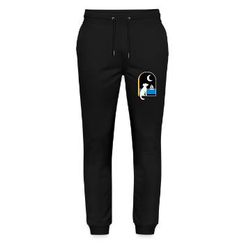 Hund schaut Segelboot unter dem Mond - Stanley/Stella Unisex Bio Jogginghose Mover  - Schwarz - Vorne - Marisol (170cm) & Nik (191cm)