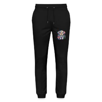 Colorful fantasy dog with flowers - Stanley/Stella Mover Unisex Organic Jogging Trousers - black - Front - Marisol (170cm) & Nik (191cm)