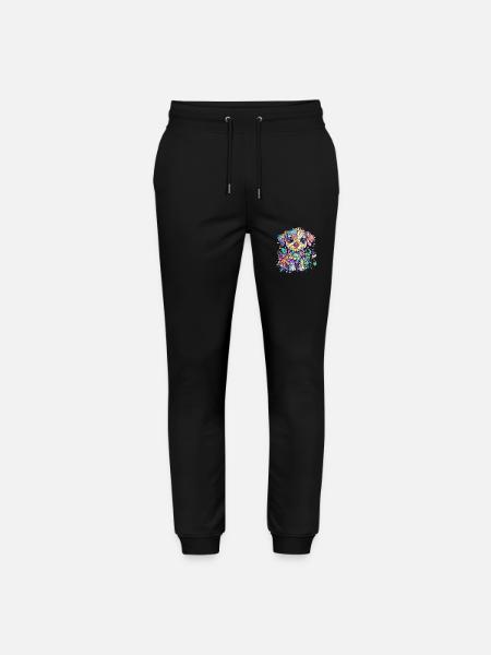 Bunter Fantasiehund mit Blumen - Stanley/Stella Unisex Bio Jogginghose Mover - Schwarz