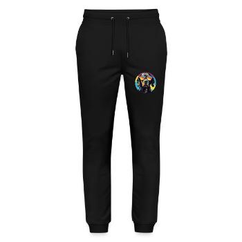 Cooler Hund mit Sonnenbrille - Stanley/Stella Unisex Bio Jogginghose Mover  - Schwarz - Vorne - Marisol (170cm) & Nik (191cm)