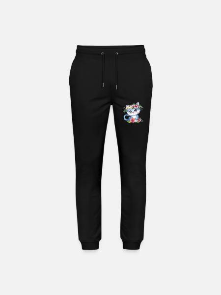 Blumenkatze im Kranz - Stanley/Stella Unisex Bio Jogginghose Mover  - Schwarz