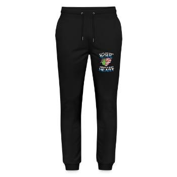 L’Écosse dans mon âme L’Amérique dans mon âme - Pantalon de jogging bio MOVER Stanley/Stella unisexe - noir - Devant - Marisol (170cm) & Nik (191cm)