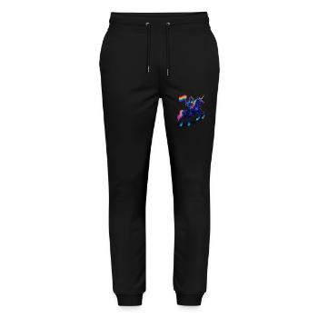 Astronaut Auf Einhorn Mit Regenbogenflagge - Stanley/Stella Unisex Bio Jogginghose Mover  - Schwarz - Vorne - Marisol (170cm) & Nik (191cm)