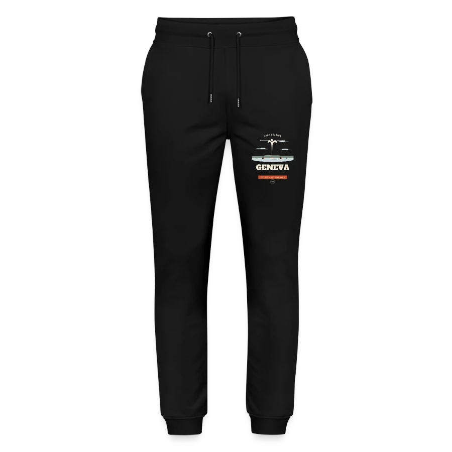 Geneva badge on a stanley/stella mover unisex organic jogging trousers, black