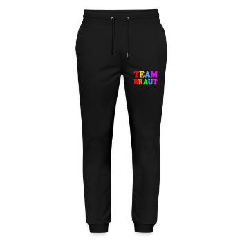 Team braut - Stanley/Stella Unisex Bio Jogginghose Mover  - Schwarz - Vorne - Marisol (170cm) & Nik (191cm)