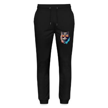 Urban Purrfection : du chat | Amoureux des chats - Pantalon de jogging bio MOVER Stanley/Stella unisexe - noir - Devant - Marisol (170cm) & Nik (191cm)