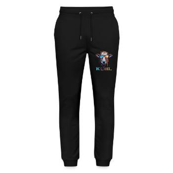 Farmer & Farmer Gift for Farmer Cow - Stanley/Stella Mover Unisex Organic Jogging Trousers - black - Front - Marisol (170cm) & Nik (191cm)