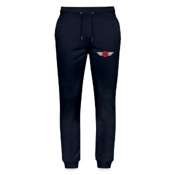 Japanese Style Design T-Shirt - Stanley/Stella Mover Unisex Organic Jogging Trousers - navy - Front - Marisol (170cm) & Nik (191cm)