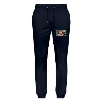 this back pain is chronic but these tiddies iconic - Pantalon de jogging bio MOVER Stanley/Stella unisexe - marine - Devant - Marisol (170cm) & Nik (191cm)