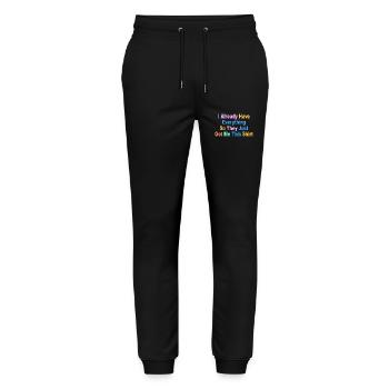 Cadeau d’anniversaire Drôle Dicton Rétro - Pantalon de jogging bio MOVER Stanley/Stella unisexe - noir - Devant - Marisol (170cm) & Nik (191cm)