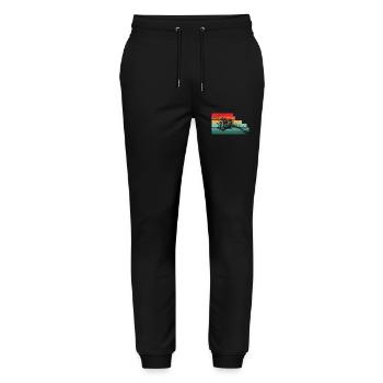 Cat Bear Little Panda Retro - Stanley/Stella Mover Unisex Organic Jogging Trousers - black - Front - Marisol (170cm) & Nik (191cm)