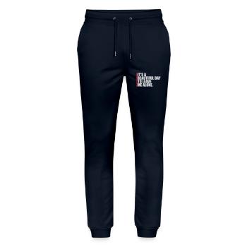 leave me alone day - Stanley/Stella Unisex Bio Jogginghose Mover  - Navy - Vorne - Marisol (170cm) & Nik (191cm)